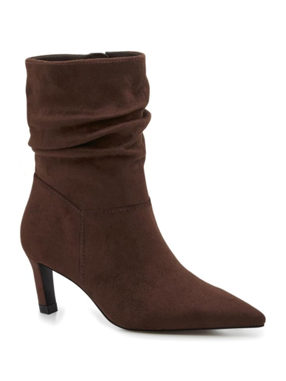 Women's Slouch Ankle Boots Kitten Low Heel Pointed Toe Zip Booties